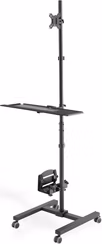 DIGITUS Mobilní pracovní stanice (úchyt na Monitor , PC držák) max. Zatížení 8 kg, max. 32 "obrazovka, černá, VESA: 75 x 100