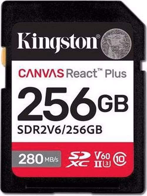 KINGSTON 256GB Canvas React Plus SDXC UHS-II 280R/100W U3 V60 for Full HD/4K