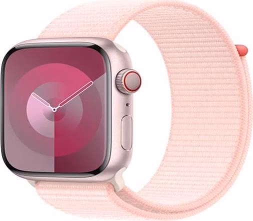 Apple Watch Series 9 Cellular 45mm Růžový hliník se světle růžovým provlékacím řemínkem
