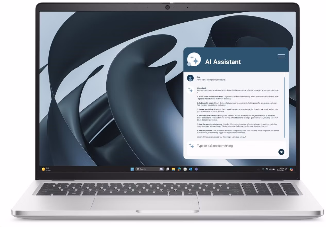 DELL Pro 16 Plus PB16255 Copilot+/Ryzen AI 5 PRO 340/16GB/512GB SSD/16" IPS FHD+/IR Cam &amp; Mic/W11P/3Y ProSpt/stříbrná/bez adaptéru