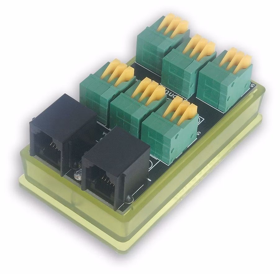 TINYCONTROL Splitter tB2, rozšíření 1-Wire - 1× RJ12 a 6× terminál