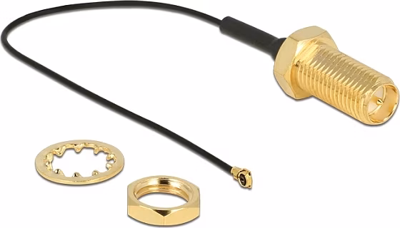 Delock Antenna Cable RP-SMA Jack Bulkhead > MHF IV/ HSC MXHP32 compatible plug 100 mm 0.81 thread length 10 mm