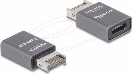 Delock Adaptér ze zástrčky USB 10 Gbps Type-E klíč A na zásuvku USB Type-C™, kovový