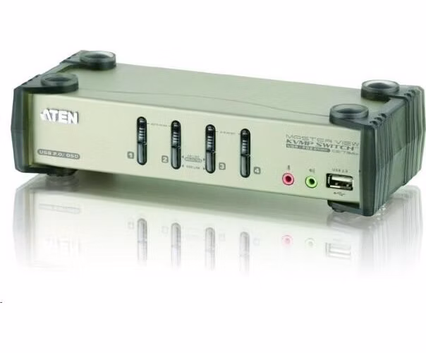 BAZAR - ATEN přepínač 4-port KVMP USB+PS/2, usb hub, audio, OSD, 1.2m kabely - Rozbaleno (Komplet)
