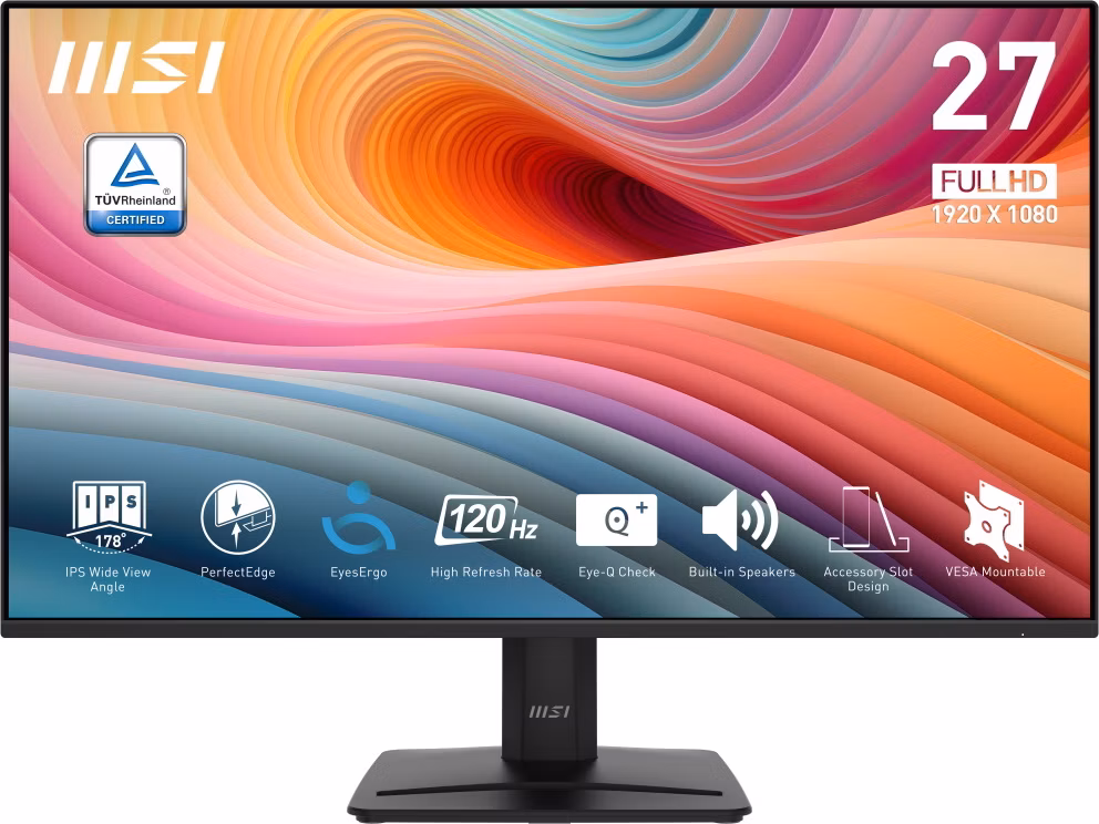 MSI PRO MP275 E2/ 27"/ 1920x1080/ IPS/ 1ms/ 120Hz/ 300cd/m2/ 1500:1/ HDMI/ DP/ VESA/ černý