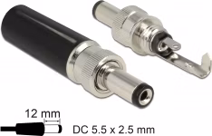 Delock Konektor DC 5,5 x 2,5 mm s délkou 12,0 mm samec