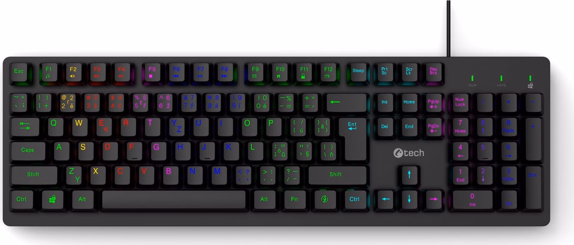 C-TECH herní klávesnice Riven (GKB-16), casual gaming, CZ/SK, duhové podsvícení, USB