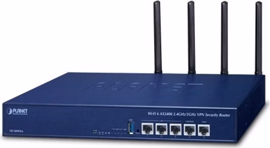 Planet VR-300W6A Enterprise router/firewall VPN/VLAN/QoS/HA/AP kontroler, 2xWAN(SD-WAN), 3xLAN, WiFi 802.11ax