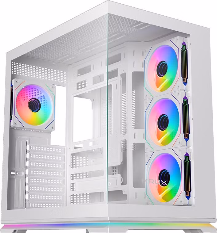 Krux skříň Atron ATX / 4x120 mm PWM ARGB fan / USB 2.0 / USB 3.0 / USB-C / panoramatická / bílá