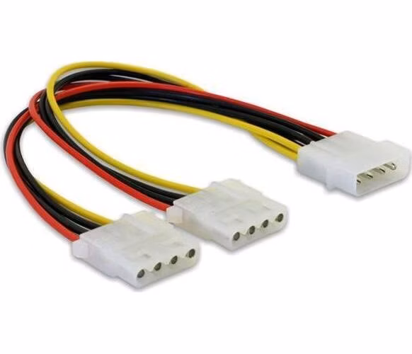 Delock Y napájecí kabel Molex samec > 2x Molex 4pin samice