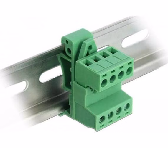 Delock Svorkovnicová sada pro lištu DIN Rail se 4 piny s rozestupem 5,08 mm, pravoúhlá