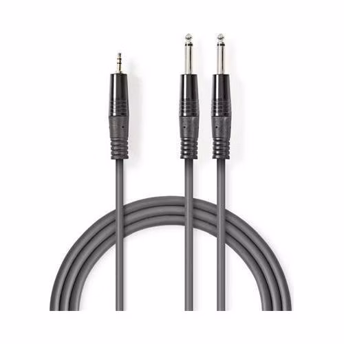 Nedis COTH23200GY15 - Stereofonní Audio Kabel | 2x 6,35mm Zástrčka – 3,5mm Zástrčka | 1,5 m | Šedá barva