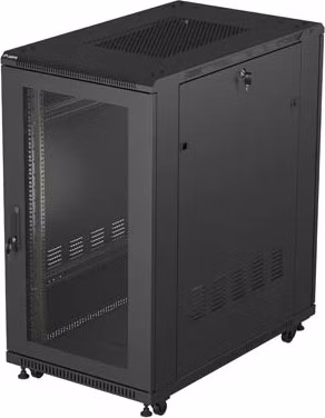 19" VOLNĚ STOJÍCÍ RACKOVÁ SKŘÍŇ 22U 600X1000 ČERNÉ PERFOROVANÉ DVEŘE LANBERG (PLOCHÉ BALENÍ)