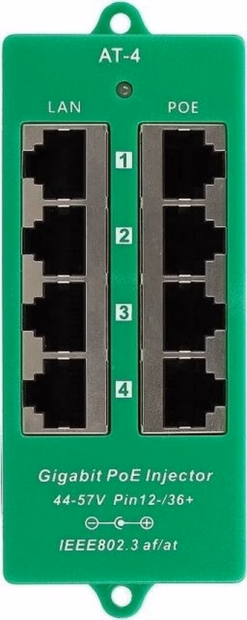 MaxLink Gigabitový 4-portový PoE panel, 802.3af/at