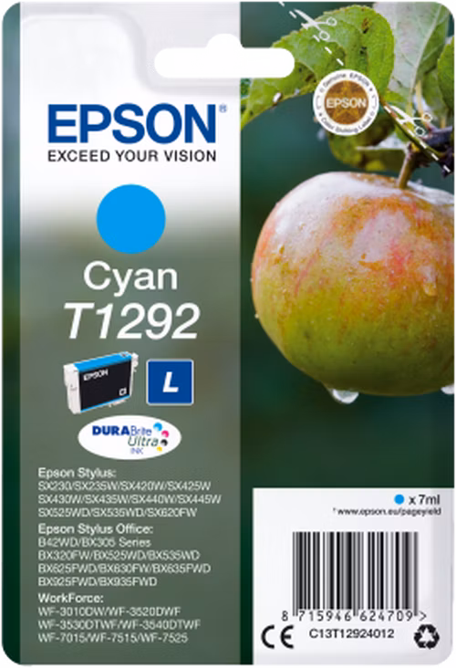 Atramentová tyčinka EPSON Singlepack "Apple" Cyan T1292 DURABrite Ultra Ink (7 ml)