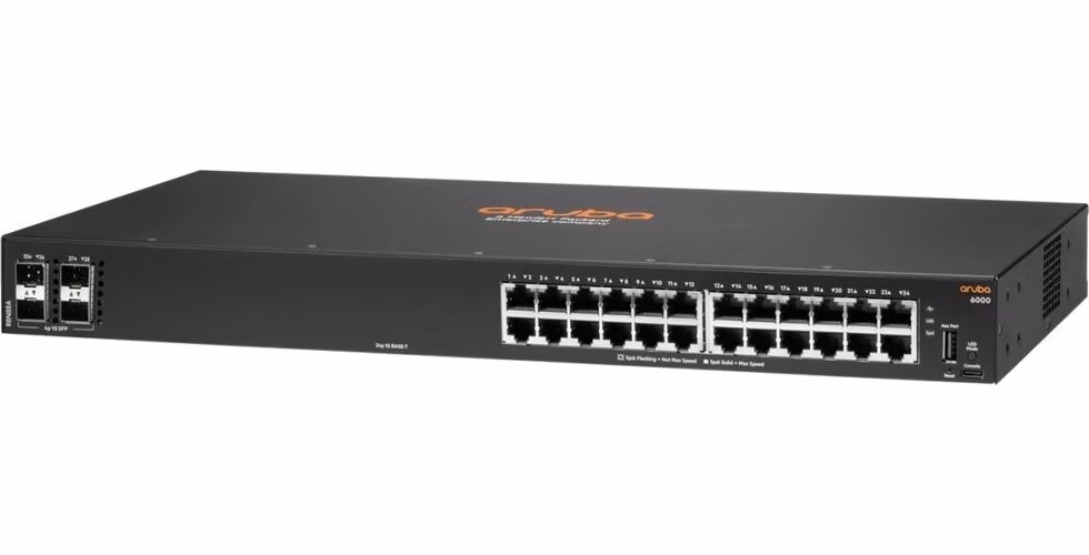 HPE Aruba Networking CX 6000 24G Class4 PoE 4SFP 370W Switch - RENEW R8N87A