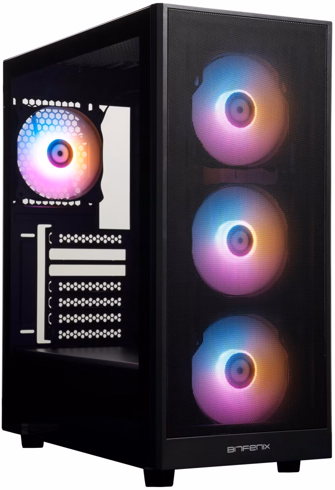 BitFenix skříň Grafi / ATX / 4x 120 mms FRGB fan / 2x USB 3.0 / USB 2.0 / tvrzené sklo / černá