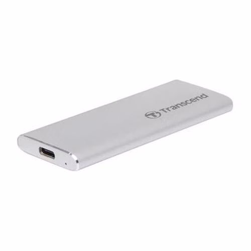Transcend ESD260C 1TB USB 3.1 Gen2 (USB-C) Externí SSD disk (3D TLC), 520MB/R, 460MB/W, kompaktní rozměry, stříbrný