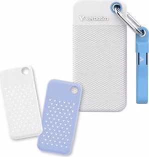 VERBATIM Pocket SSD 1TB, USB-C 3.2 Gen 2, bílá/modrá + 2x gumový obal