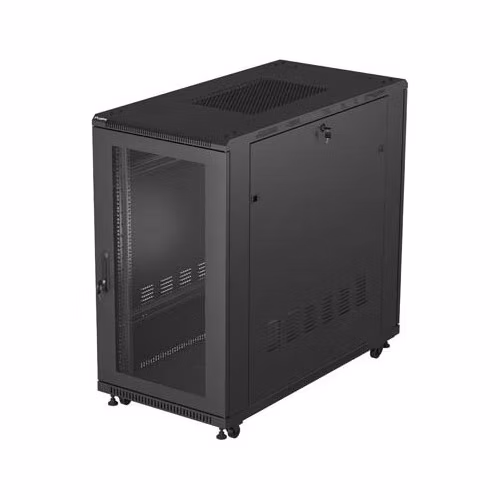 19" VOĽNE STOJÚCA RACKOVÁ SKRIŇA 22U 600X1200 ČIERNE PERFOROVANÉ DVERE LANBERG (PLOCHÉ BALENIE)