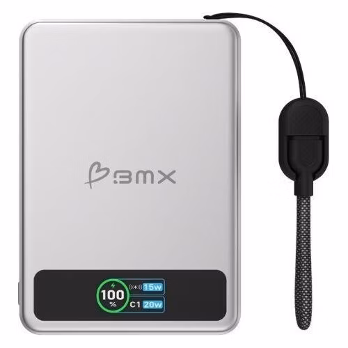 BMX SolidSafe™ 5K Solid-State Magnetic Power Bank, Silver