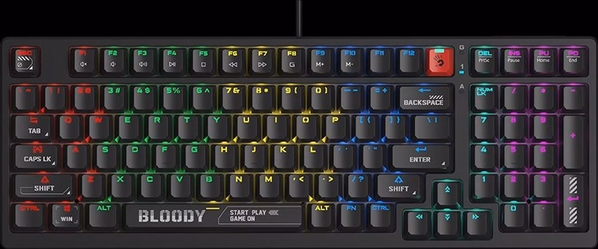 A4tech Bloody S98 Black RGB mechanická herní klávesnice, USB, CZ