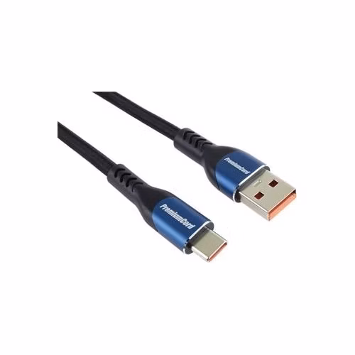 PremiumCord Super fast charging 5A kabel USB-C - USB 2.0 A bavlněný oplet 2m