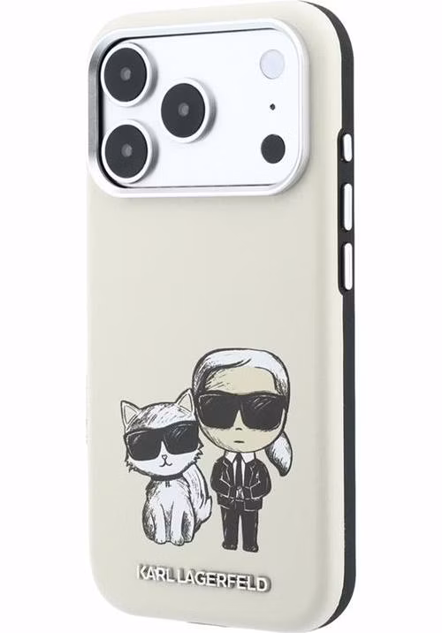 Karl Lagerfeld PU Semi Wrap Smooth Sketch Bodies Magsafe kryt iPhone 18 Pro bežový