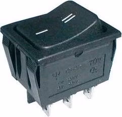 Solarmi Přepínač kolébkový 2pol./6pin ON-ON 250V/15A černý
