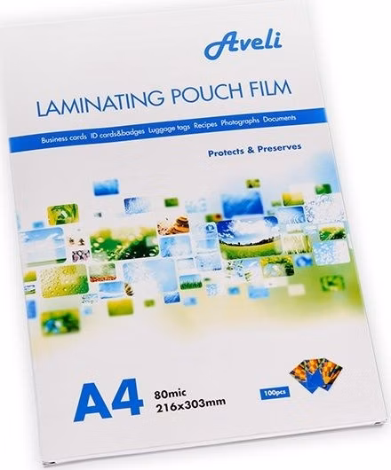 AVELI Laminovací fólie A4/160mic (2x80), lesklé, 100ks