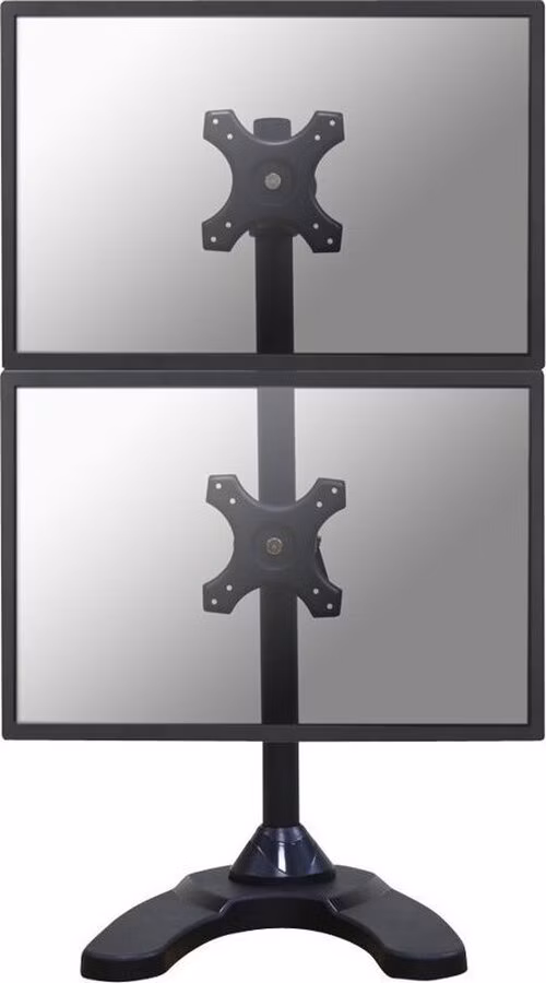 Neomounts FPMA-D700DDV/Držák displeje/na stůl/10-27"/stojan+průchodka/VESA 100X100/nosn. 2x6kg/2 displeje vert/černý
