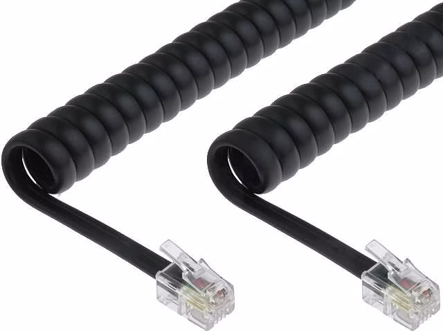 XtendLan Kabel telefonní 4 žíly, černý, kroucený, 4m, konektory 4p4c