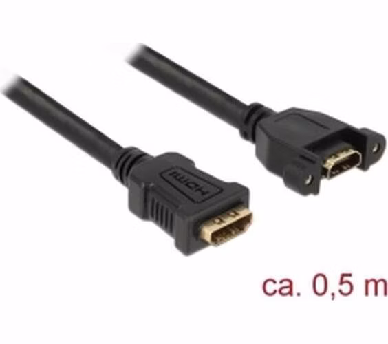 Delock Kabel HDMI-A samice > HDMI-A samice montážní panel 4K 30 Hz 0,5 m
