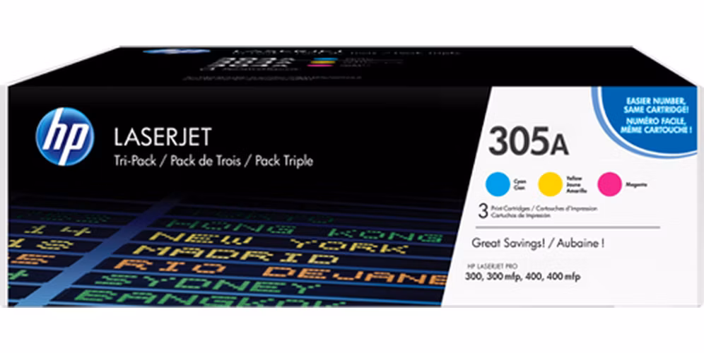 HP toner 305A/CMY/3x2600 stran/3-pack