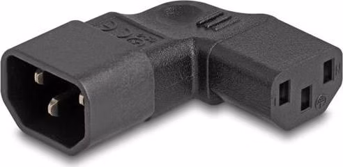 Delock Napájecí adaptér IEC 60320 – z C14 na C13, zástrčka / zásuvka, 10 A, 90°, levý / pravý, pravoúhlý