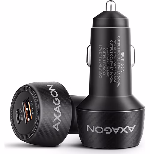 AXAGON PWC-PQ48 nabíječka do auta 48W, USB-A + USB-C, PD3.0/PPS/QC4+/SFC/Apple