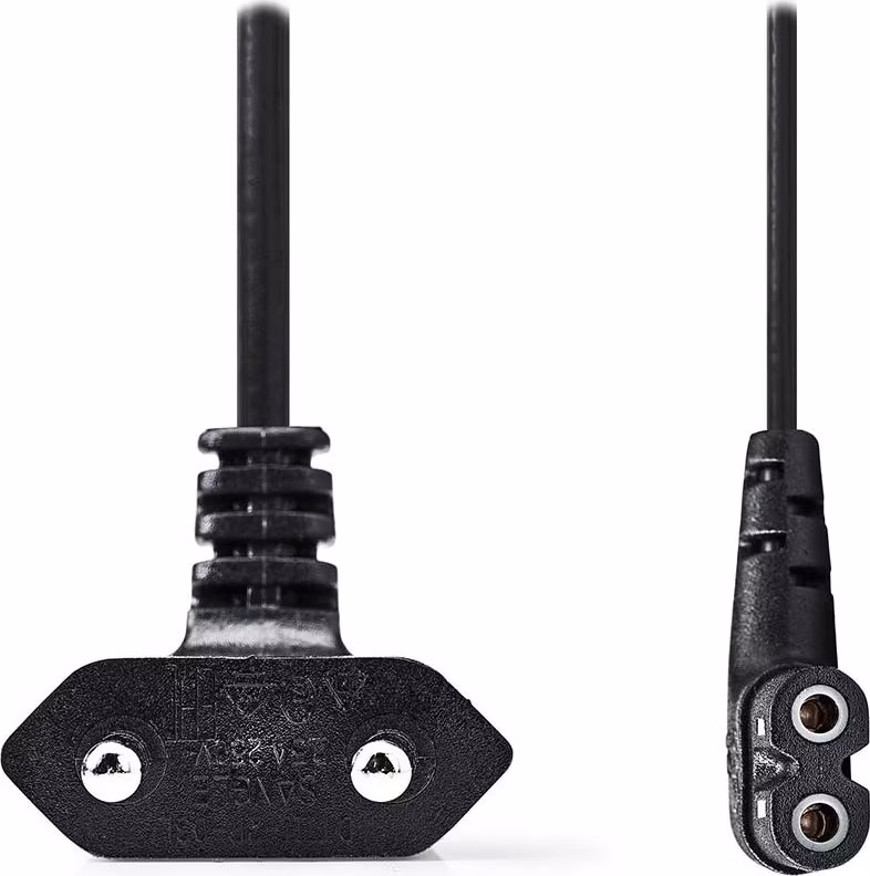 NEDIS napájecí kabel pro adaptéry/ Euro zástrčka - konektor IEC-320-C7/ úhlový-úhlový/ dvoulinka/ černý/ bulk/ 3m