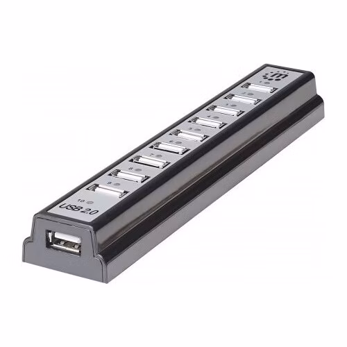 MANHATTAN Hi-Speed USB 2.0 Stolný rozbočovač, 10 portov