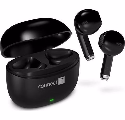 CONNECT IT True Wireless SonicBass sluchátka do uší s mikrofonem, ČERNÁ