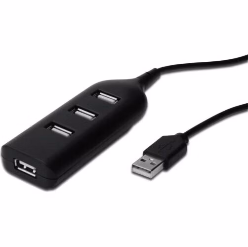 Digitus USB 2.0 hub, 4-porty, černý bez napájecího zdroje