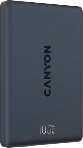 Canyon OnPower 500, Powerbank, 5.000 mAh, MagSafe, 20W USB-C, 15W Bezdrôtové nabíjanie, displej, čierna