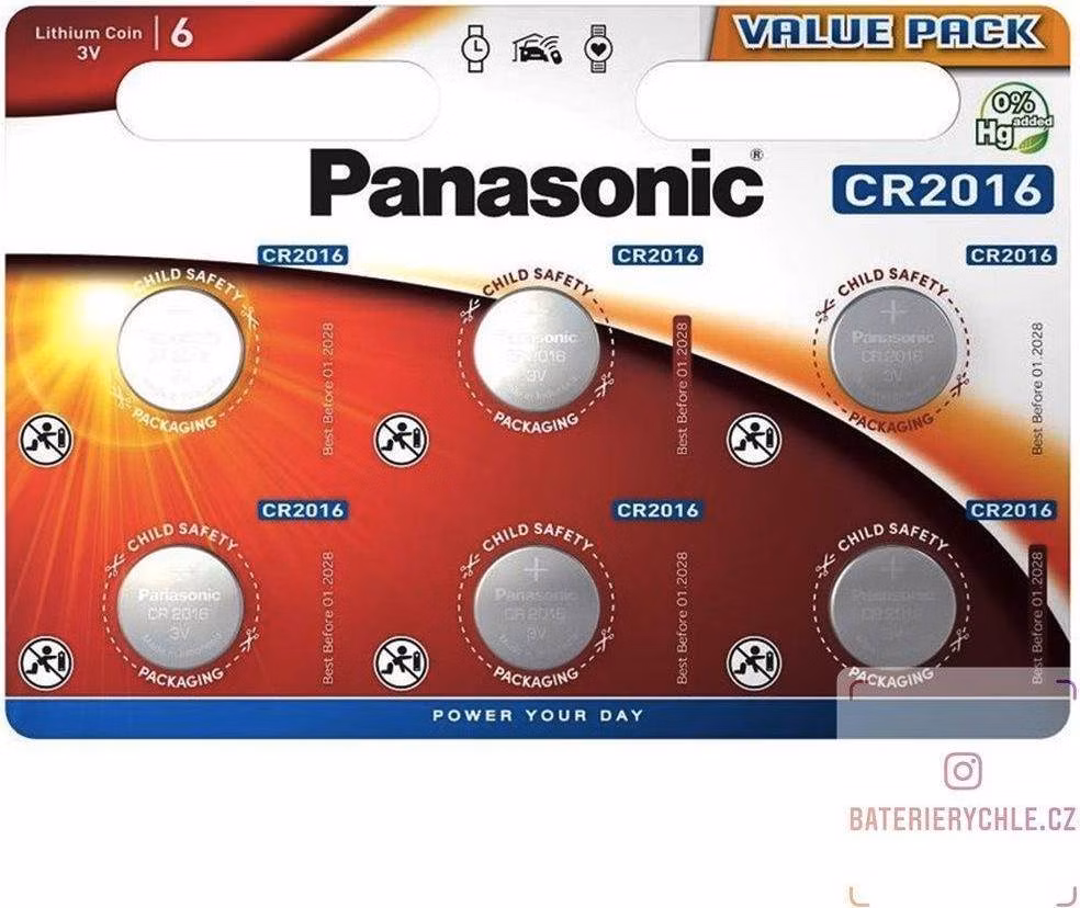 PANASONIC Lithiová baterie (knoflíková) CR-2016EL/6BP 3V (Blistr 6ks)