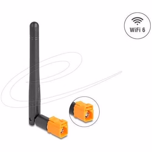 Delock WiFi 6 anténa FAKRA M, zásuvková, 4 až 6 dBi, všesměrová, s otočným kloubem, černá