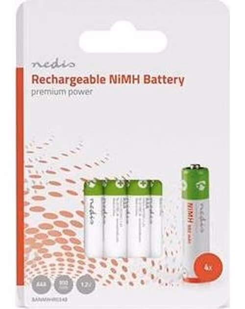 Nedis BANM9HR034B - Dobíjecí Ni-MH Baterie AAA | 1.2 V | 950 mAh | 4 kusy | Blistr