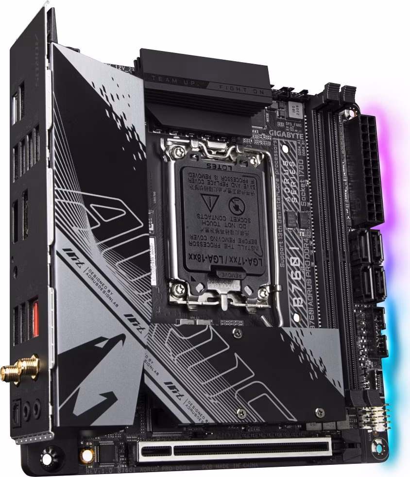 GIGABYTE B760I AORUS PRO DDR4 / Intel B760 / LGA1700 / 2x DDR4  / 2x M.2 / DP / HDMI / USB-C / WiFi / Mini-ITX