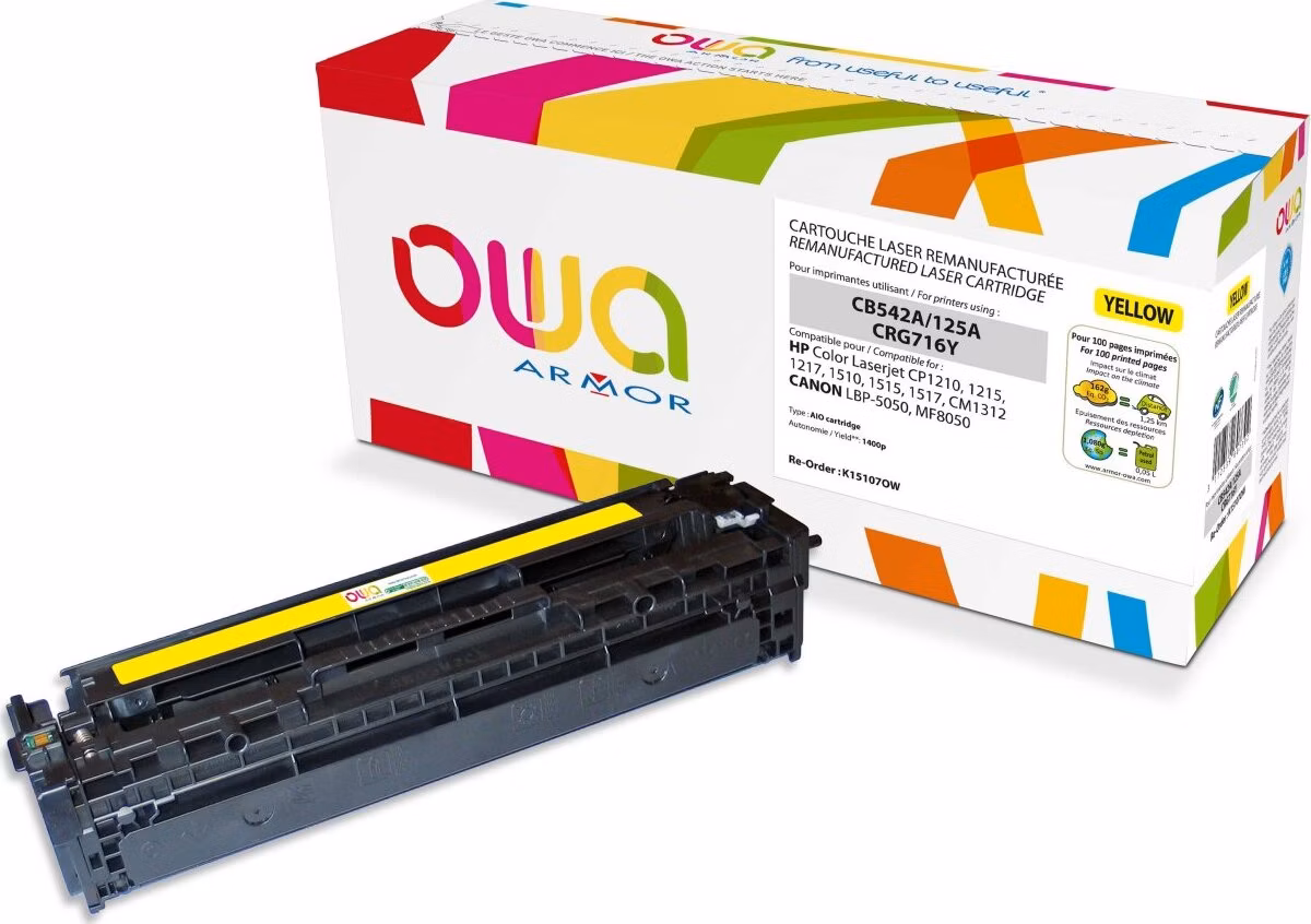 OWA Armor toner pre HP Color Laserjet CP1210, 1215, 1510, 1400 strán, CB542A, žltá/žltá