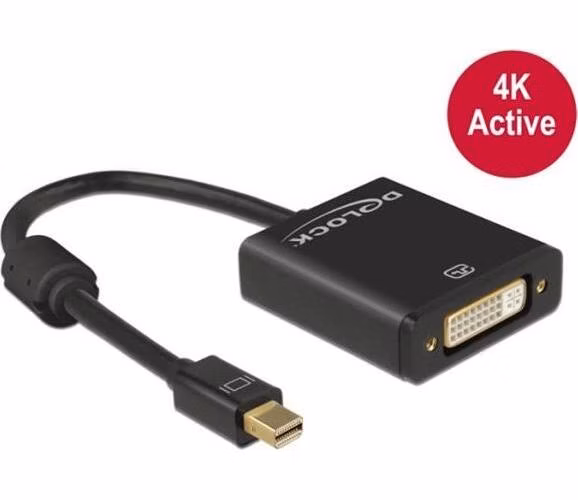 Delock adaptér mini Displayport 1.2 samec > DVI samice 4K aktivní černý