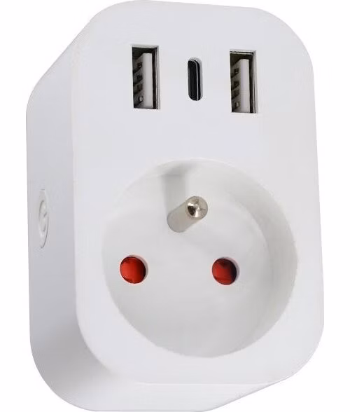 IMMAX NEO LITE SMART chytrá vnitřní zásuvka/ s kolíkem (typ E)/ Wi-Fi/ 2x USB, 1x USB-C/ LIDL/ TUYA
