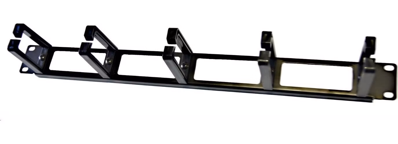 19" vyvazovací panel LEXI-Net 1U, 5x plastový úchyt 40x60mm, průchozí, černý