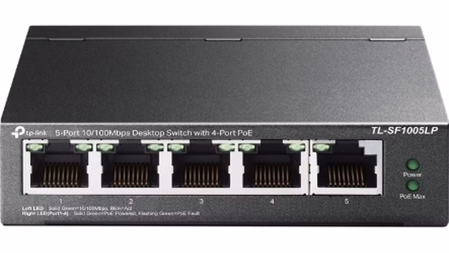 TP-Link TL-SF1005LP switch 5x 10/100Mbps 4x PoE 802.3af (až 15,4W/port) PoE budget 41W